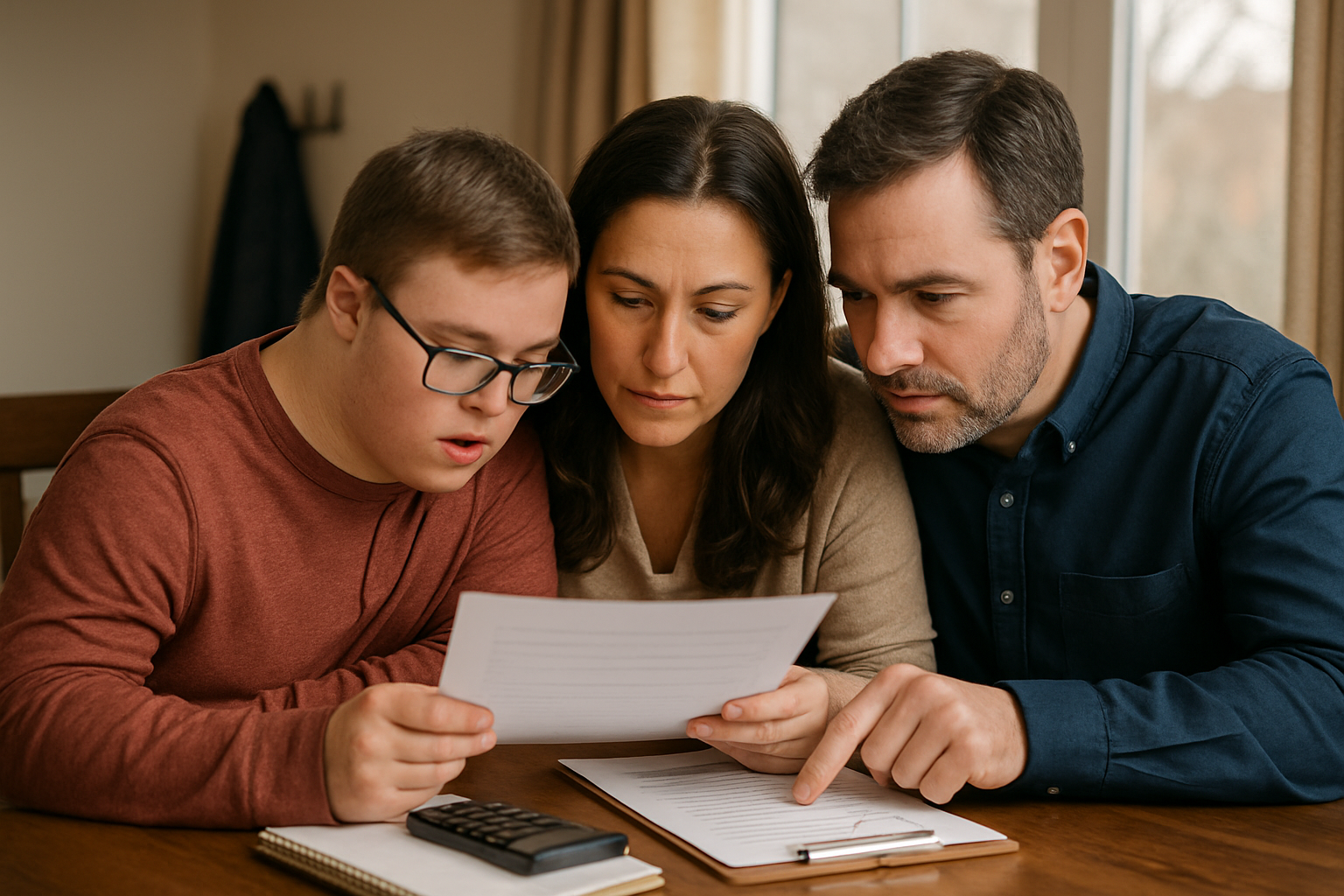 A family reviewing paperwork for child support for disabled children in Connecticut